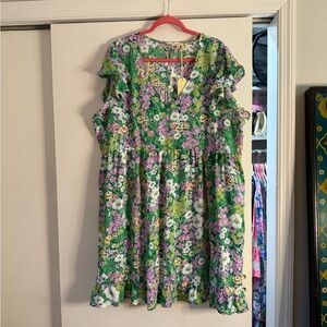 Jodifl Green and Purple Boutique V-Neck Dress